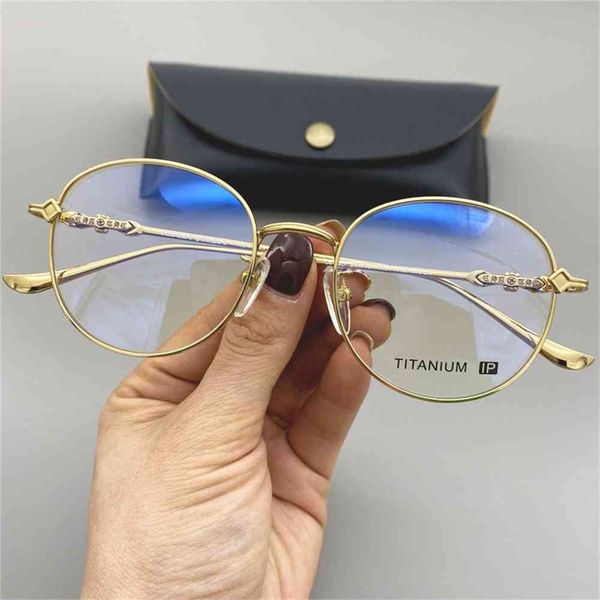 

80% off store online krosin pure titanium spectacle frame the round ultra light metal flat lenses for men and women, White;black