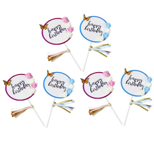 

6pcs chic cupcake ers birthday cake picks rose ornaments gift wrap
