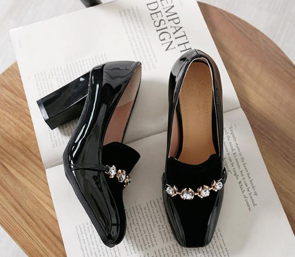 

women's shoes spring and autumn high coarse heel square head @134, Black