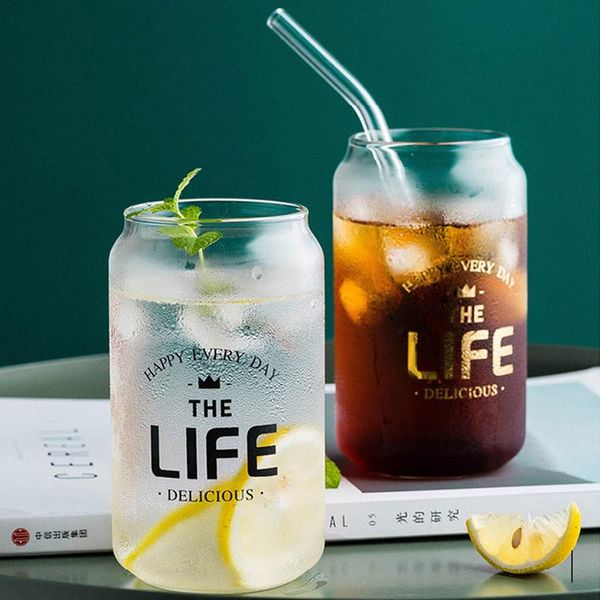 

wine glasses 350ml cola can cocktail glass mug breakfast milk coffee tea cup gold black letter heat resistant transparent drinkware home gif