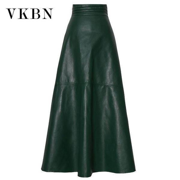

vkbn pu leather skirts for women high waist casual fast delivery skirt for spring autumn fish tail is thin 210507, Black
