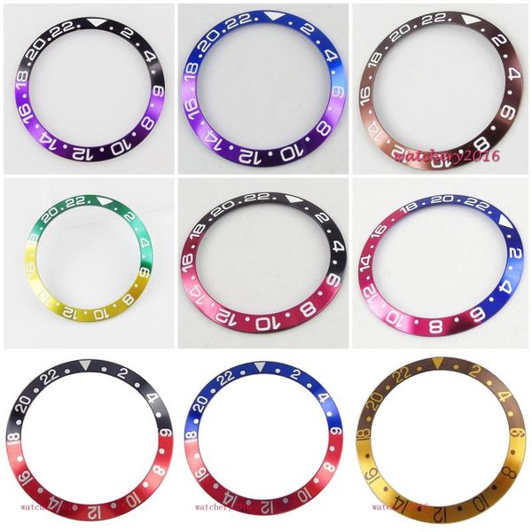 

repair tools & kits 38mmx30.6mm sloping watch bezel insert fit for 40mm gmt automatic men's aluminum ring red blue purple green/gold