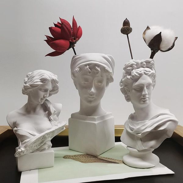 

vases nordic style home decor vase creative human head portrait flower room decoration resin david