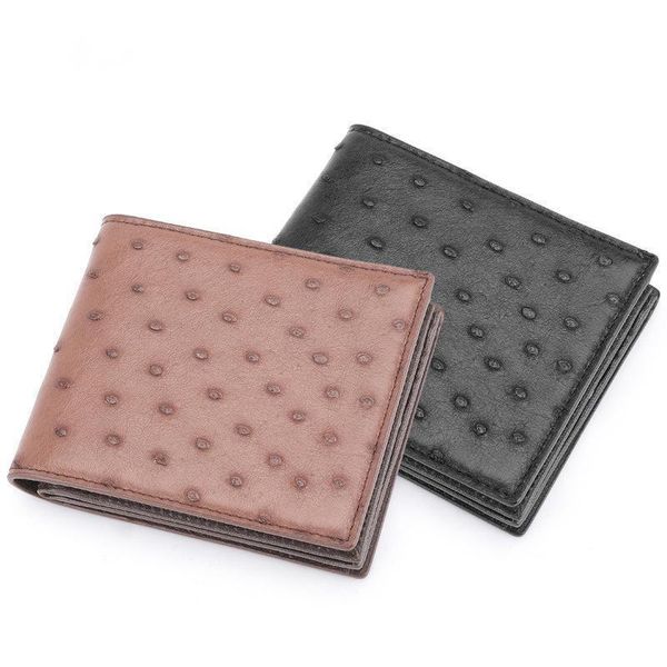 

wallets man wallet ostrich skin men's purse horizontal short leather genuine women pocket bag holder, Red;black