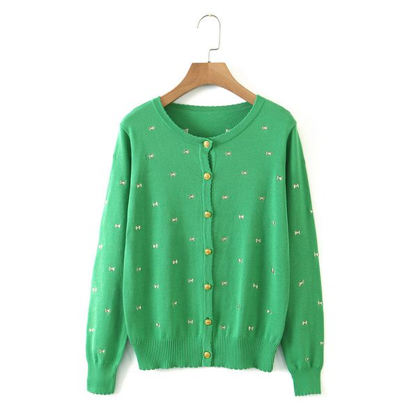 

hsa women cardigan sweet button long sleeve embroidered bow casual female knit cardigans sweater jacket 210417, White;black