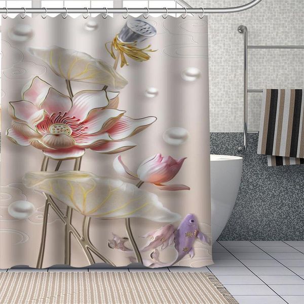 

shower curtains custom 3d lotus art pattern curtain waterproof bathroom polyester fabric with hooks