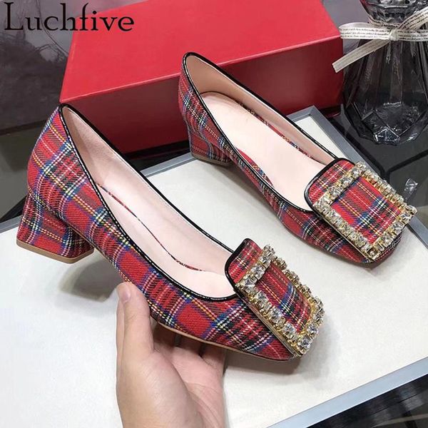 

dress shoes rhinestone square toe women pumps lattice pattern party woman spring med heels red ladies, Black