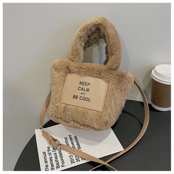 

spring new plush bucket plush bag trend personality texture hand held messenger shoulder bags