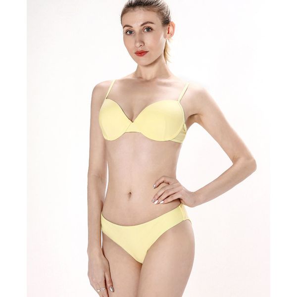 

2021 new swimsuit women split sling solid bikini set, White;black