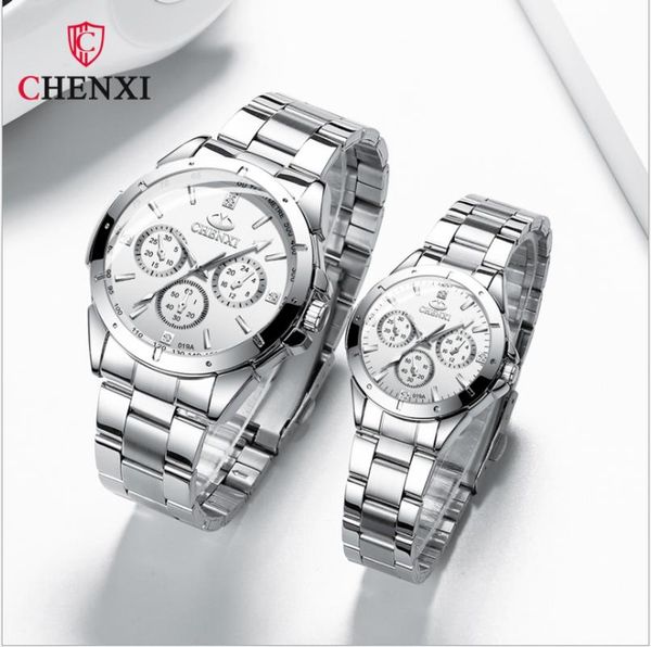 

wristwatches chenxi couple watch men's luxury ultra-thin large dial simple waterproof fashion luminous business casual quartz wa229, Slivery;brown