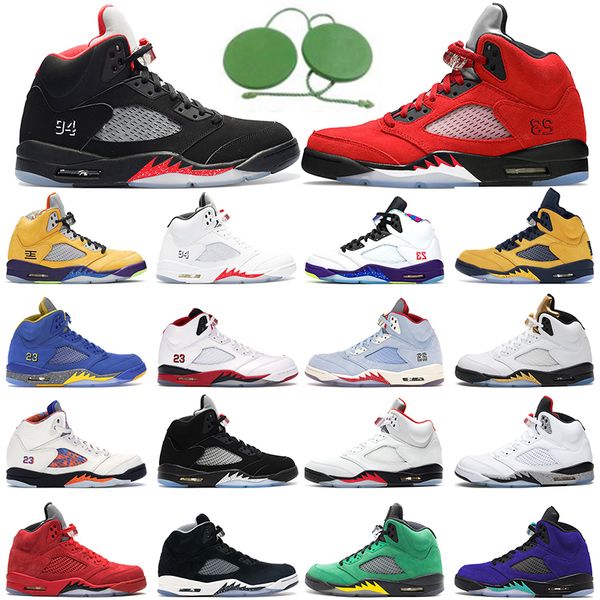 

2021 basketball shoes 5 5s men shoe raging bull what the alternate grape white cement fire red metallic silver international flight trainers