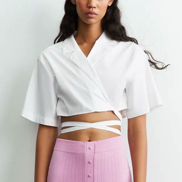 

summer women shirts short blouse solid half sleeve shirt beach style female loose thin v-neck 210422, White