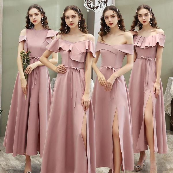

women's tracksuits bridesmaid dress 2021 autumn pink long sister group wedding party evening, Gray