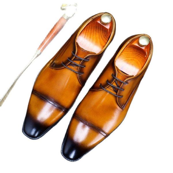 

dress shoes 66293 business leather men's three-joint low-trendy formal wear large size youth, Black