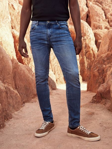 

men slant pocket skinny jeans x8ni#, Blue