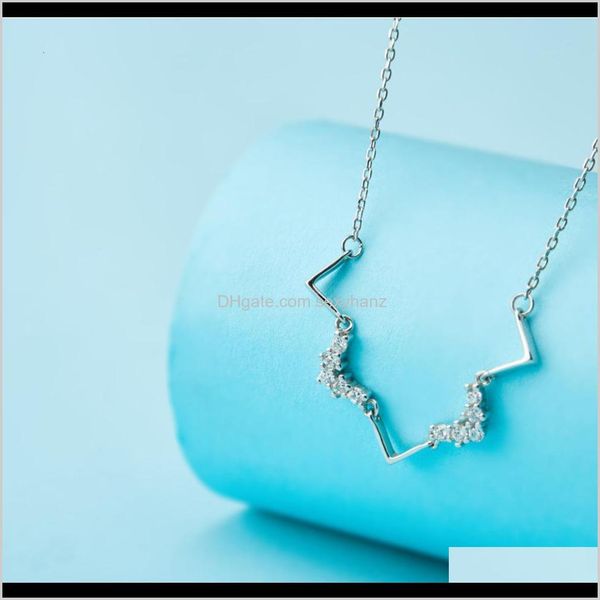 

necklaces & pendants jewelry drop delivery 2021 poetry short style clavicle chain temperament korean personality simple wave heartbeat v-sha, Silver