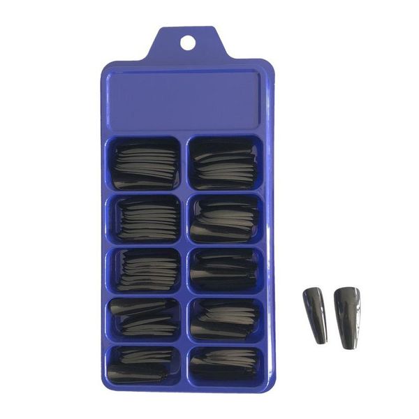 

100pcs professional nails candy color ballet long acrylic nail tips 10 size press on with box ef false, Red;gold