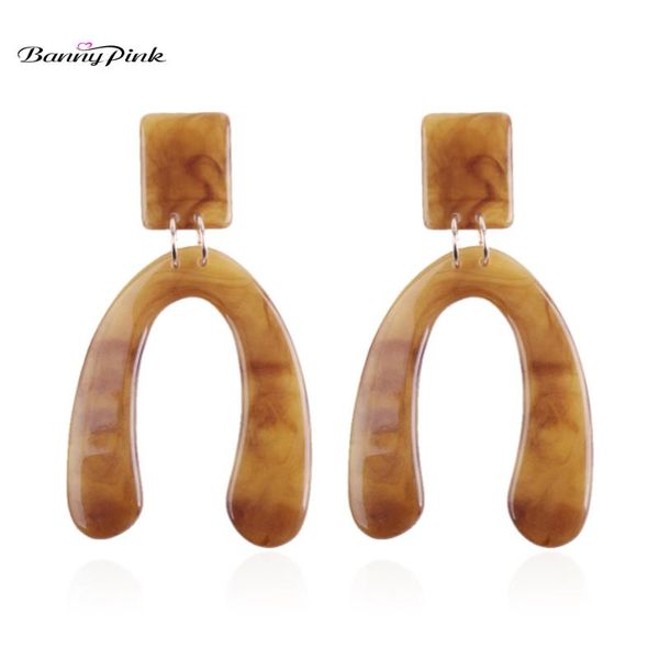 

stud banny pink korea resin u pendant studs earrings for women large geometric statement post punk party acrylic earring, Golden;silver