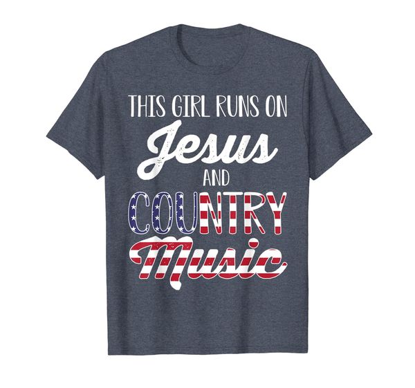

Womens This Girl Runs On Jesus And Country Music T-Shirt, Mainly pictures