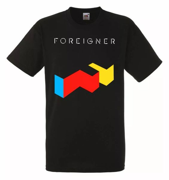 

foreigner tape black mens t-shirt men rock band tee shirt, White;black