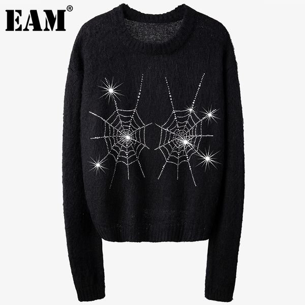 

[eam] big size knitting sweater loose fit round neck long sleeve women pullovers fashion spring autumn 1dd6336 21512, White