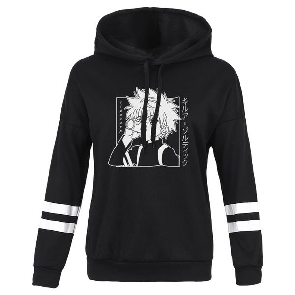 

women's hoodies & sweatshirts kawaii men women long sleeve sweatshirt killua zoldyck anime manga black female clothes