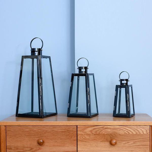 

moroccan glass candle holder decoration iron metal lantern wedding black / white silvery holders