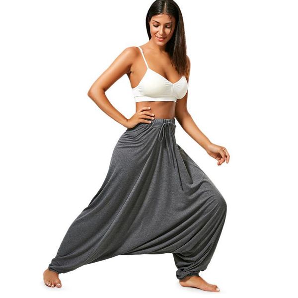 

women's pants & capris drop bottom harem autumn women casual baggy wide leg hippy boho loose trousers full length buttom, Black;white