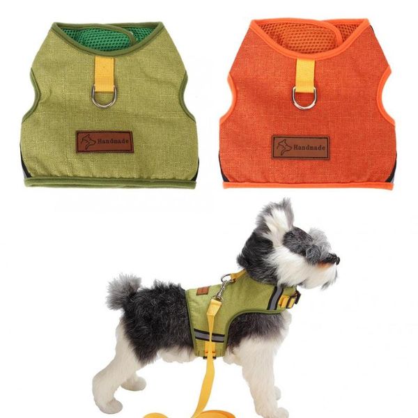 

dog collars & leashes vest harness summer pet adjustable reflective walking lead leash for puppy polyester mesh