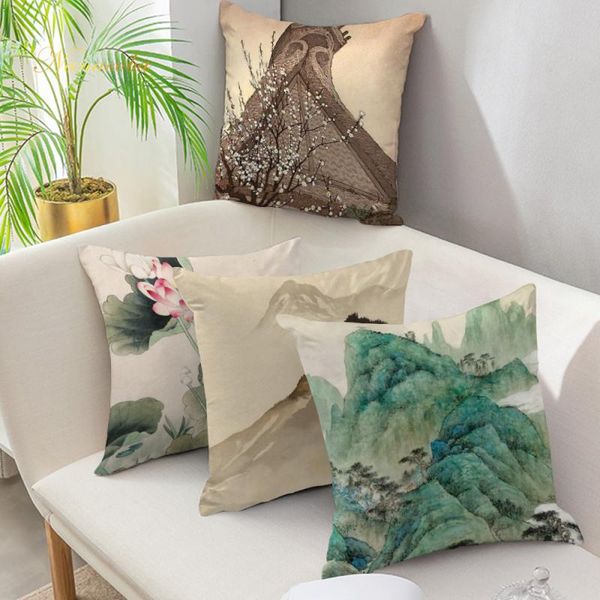 

pillow case 45x45 cm landscape painting pillowcases christmas present print polyester cute pattern cover home lumber