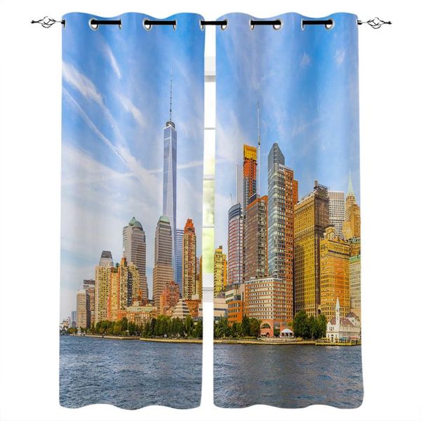 

sky city building landscape windows curtains living room bedroom kitchen for children drapes window treatments curtain &