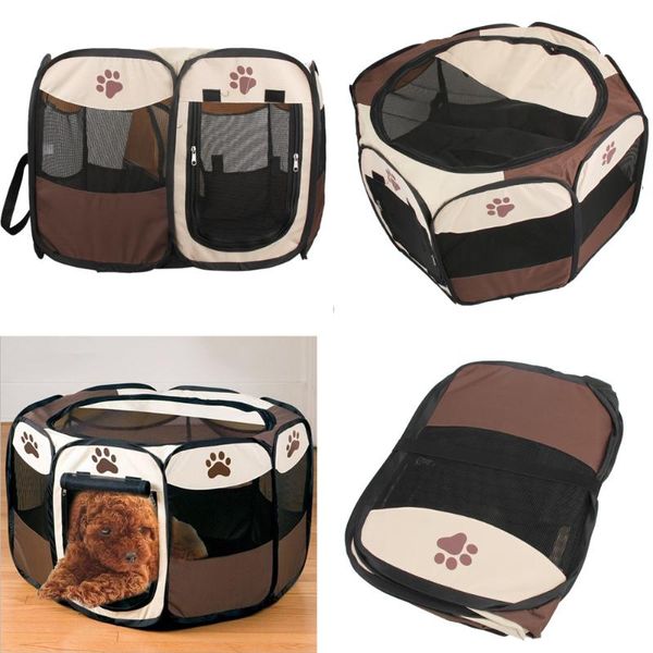 

kennels & pens cat dog cage claw print foldable pet fence indoor outdoor game guard playpen small medium animal bed house
