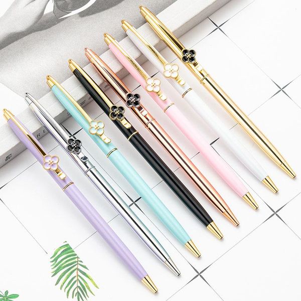 

ballpoint pens luxury quality rose gold metal pen 1.0mm black ink business office ball school writting exam stationery supplies, Blue;orange