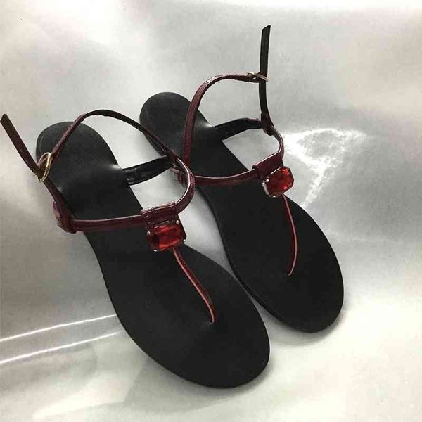 

sandals summer fashion flat beach shoes rhinestone flip flops real leather women girls 4wij, Black