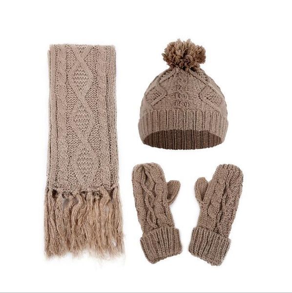 

hats, scarves & gloves sets warm 3 pieces set winter hats scarf for women men thick cotton diamond twist female male beanie, Blue;gray