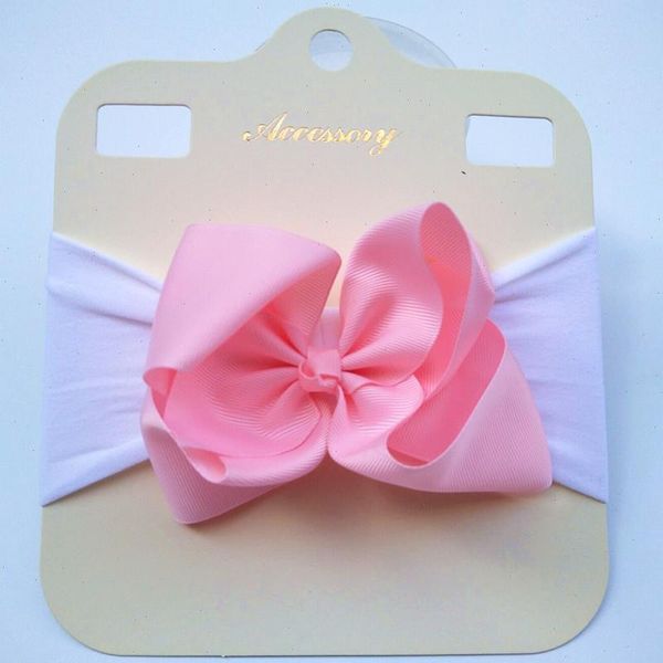 

bow hairband child hair accessories infant baby headband headdress flower large elastic soft nylon band, Slivery;white