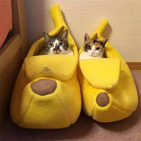 

cat beds & furniture lovely creative banana shaped dog/cat house soft warm kennel sleeping bed tent pet supply accessories