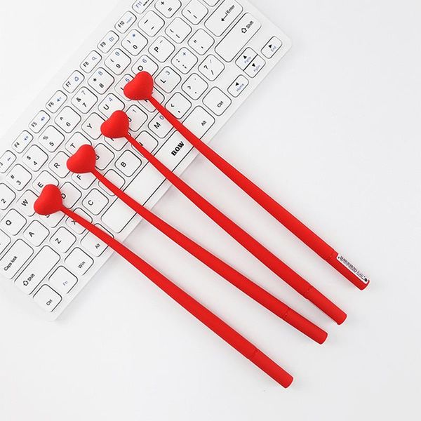 

gel pens red love heart pen for valentine's gift lovers girls 6pcs/lot soft silicone 0.5mm black