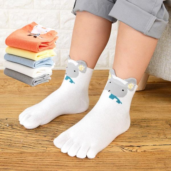 

baby socks cotton kids fashion children boys girls five fingers cartoon toe healthy stuff tube, Pink;yellow