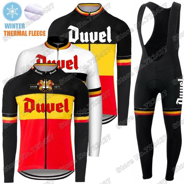 

team duvel 2021 cycling jersey winter set belgium clothing men road bike suit beer bicycle jacket fietskleding racing sets, Black;blue
