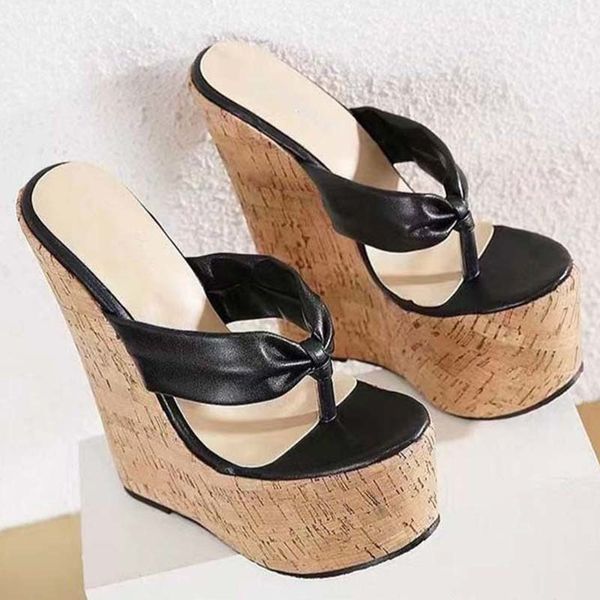 

women sandals summer high heel platform shoes woman retro wedges sandals slip on wedges women shoes sandalias mujer plus size c0410, Black