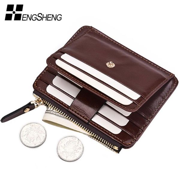 

card holders multifunction coin wallet artificial leather holder case id pocket purses travel wallets rfid purse zipper pouch, Brown;gray