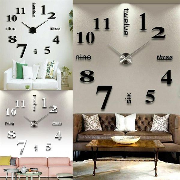 

wall clocks 3d diy extra numerals luxury mirror sticker clock home art decor uk