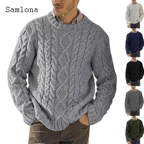 

men's sweaters samlona plus size men knitted winter warm clothes loose vintage sweater homme pullover gray pleated mens streetwear, White;black