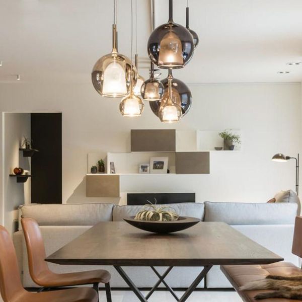 

pendant lamps simple modern restaurant lights nordic minimalist art creative bar single head glass lamp mj1121
