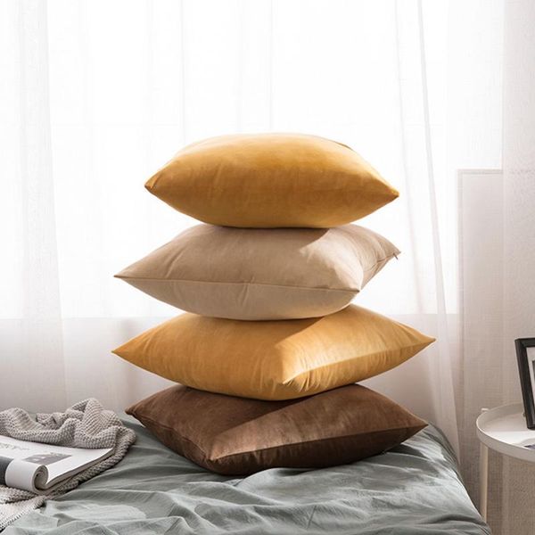 

cushion/decorative pillow nordic solid velvet cushion cover washable decorative sofa throw case rectangle waist 30x50 home decor