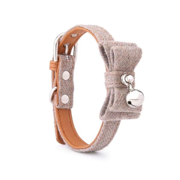 

solid color adjustable cat dog collar felt bow with bells pet collars two use accessories personalized puppy product & leashes