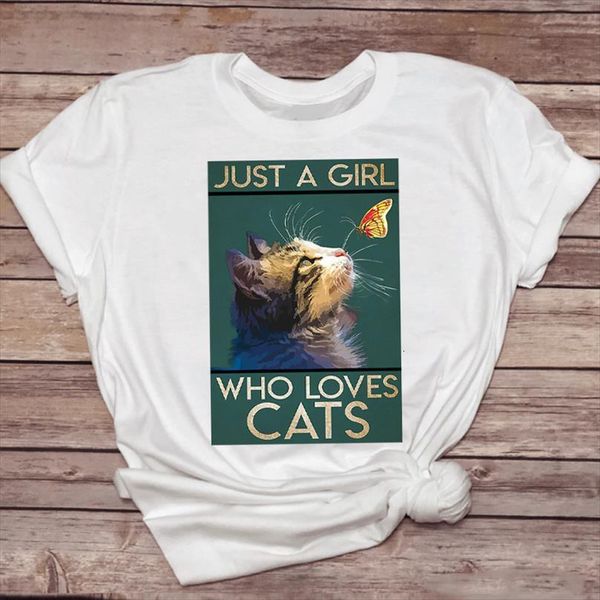 

men girl cat printing cartoon mens t shirt short sleeve 90s animal lady female ladies print graphic tee, White;black