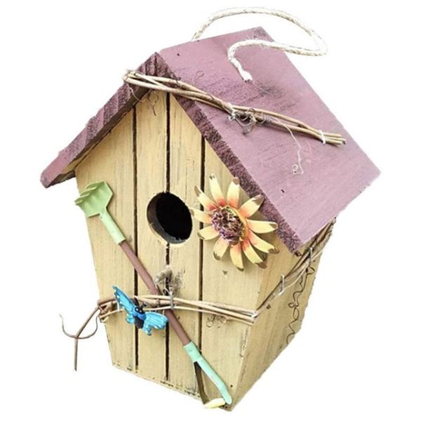 

bird cages hand-painted wooden birdhouse birds living nest breeding box house garden decoration shelter nests bug room