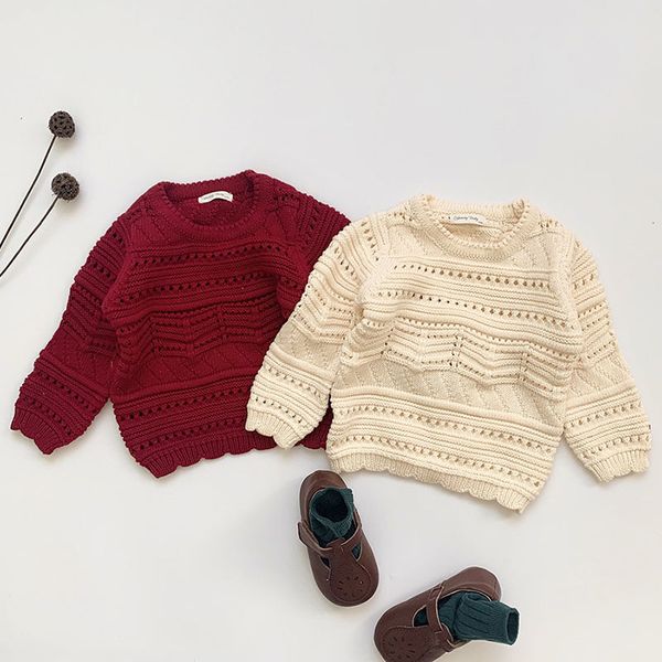 

long sleeve knit hollow out sweater autumn winter baby kids girls pullover sweaters 0-4yrs, Blue